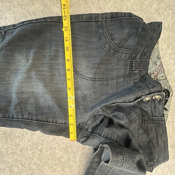 ONE5ONE Bermuda Shorts Women Sz 10 Medium Wash Denim Stretch 2-Button Waist - Picture 10 of 14